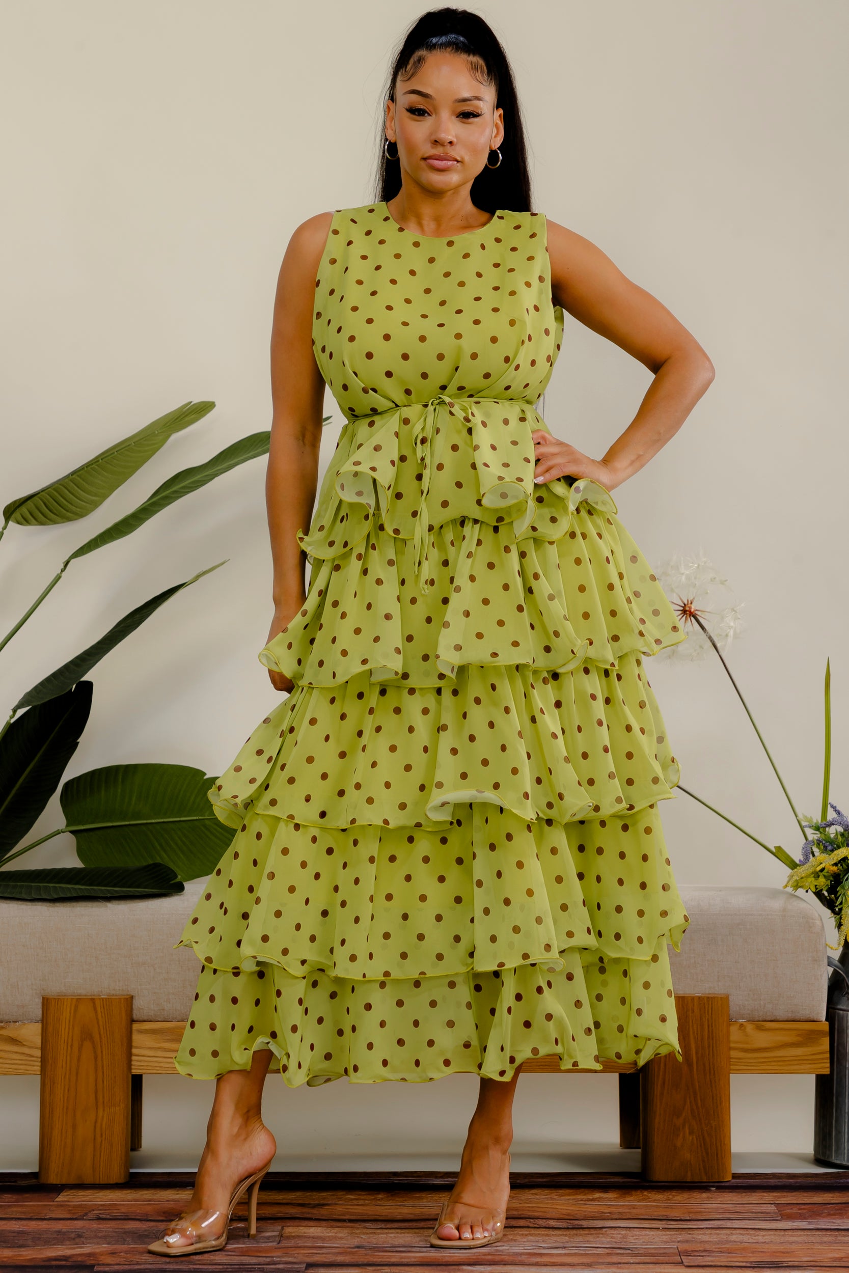 LD716P-X - Plus Size Polka Dot Tier Dress