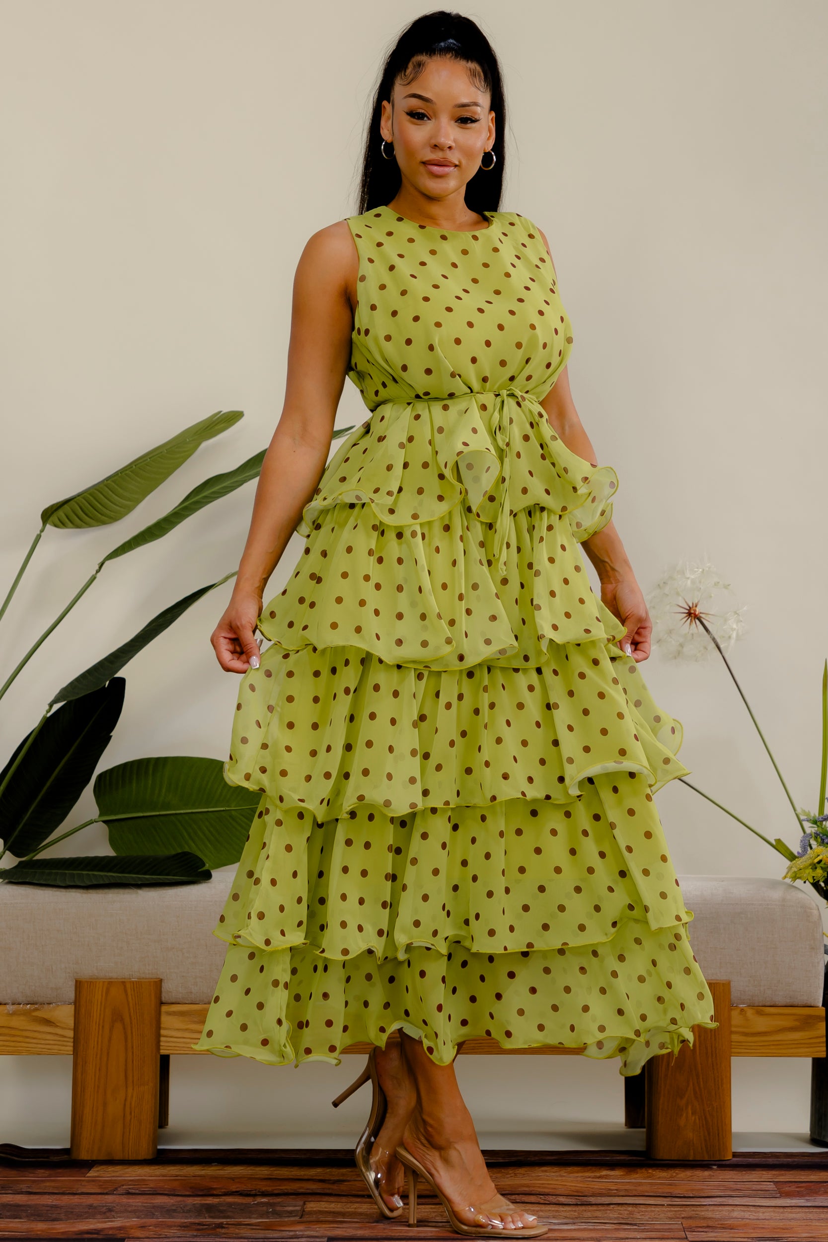 LD716P-X - Plus Size Polka Dot Tier Dress
