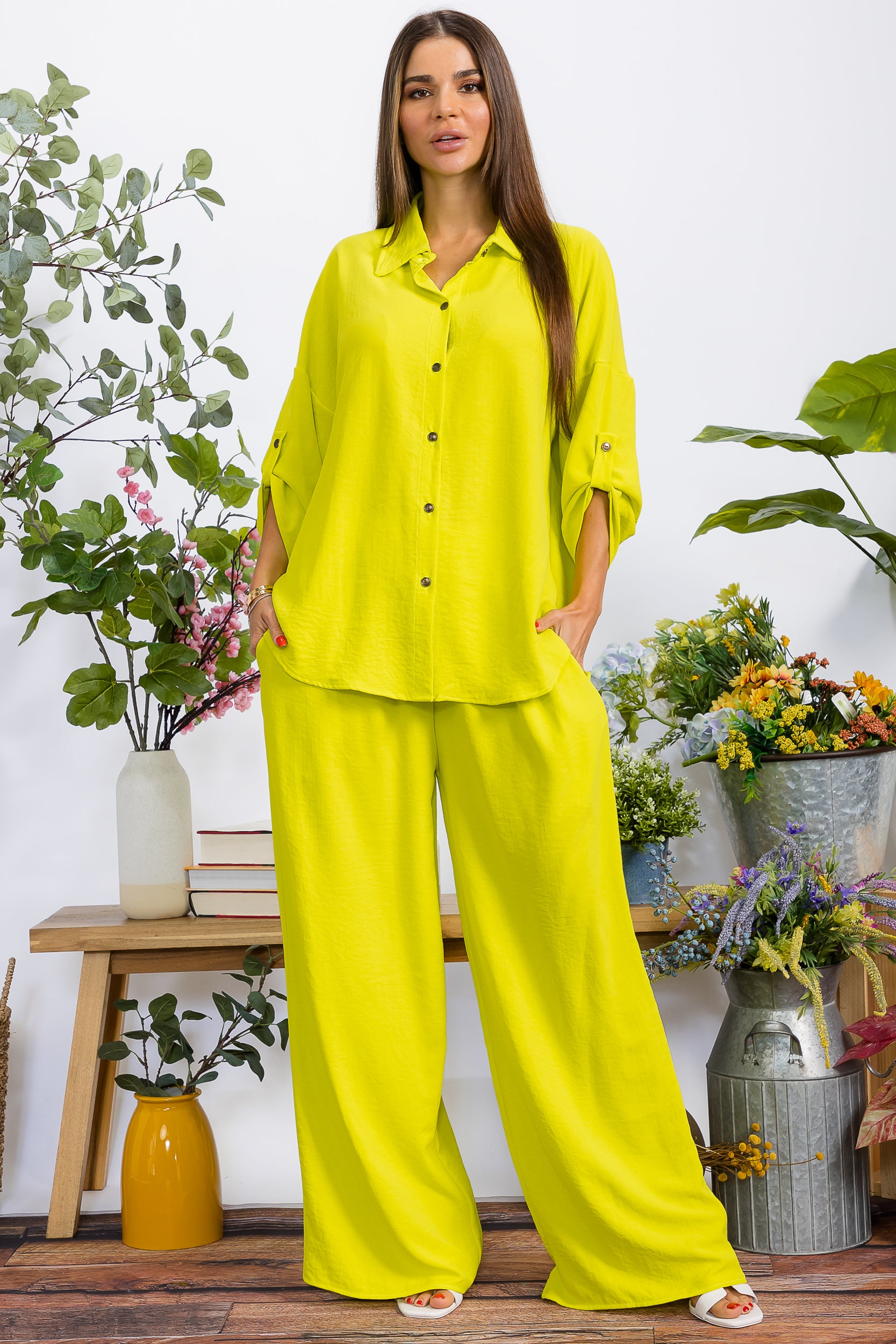 HH753-55R-S1 2PC COLLARD SHIRT AND PANT SET