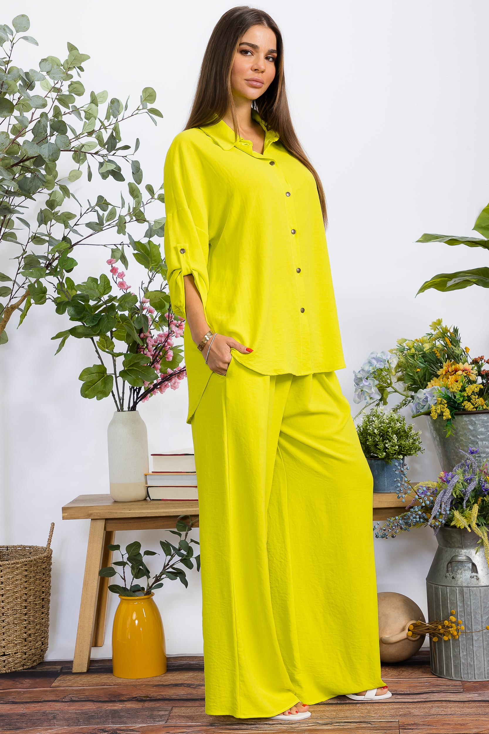 HH753-55R-S1 2PC COLLARD SHIRT AND PANT SET