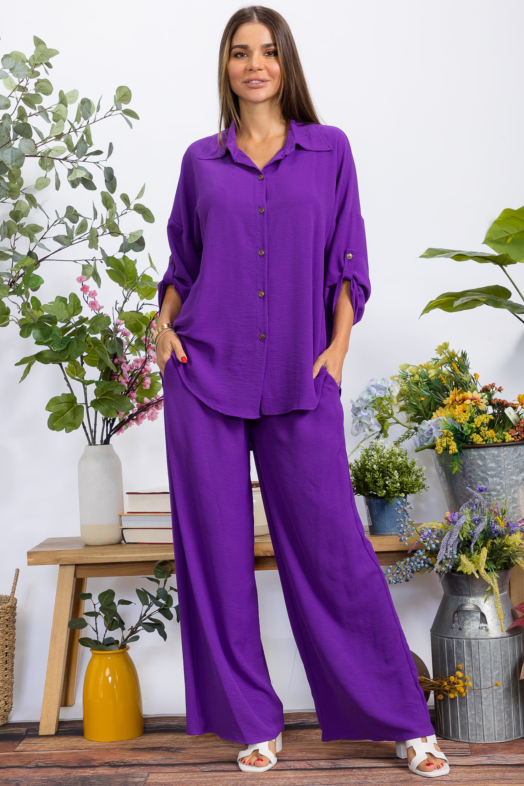 HH753-55R-S1 2PC COLLARD SHIRT AND PANT SET