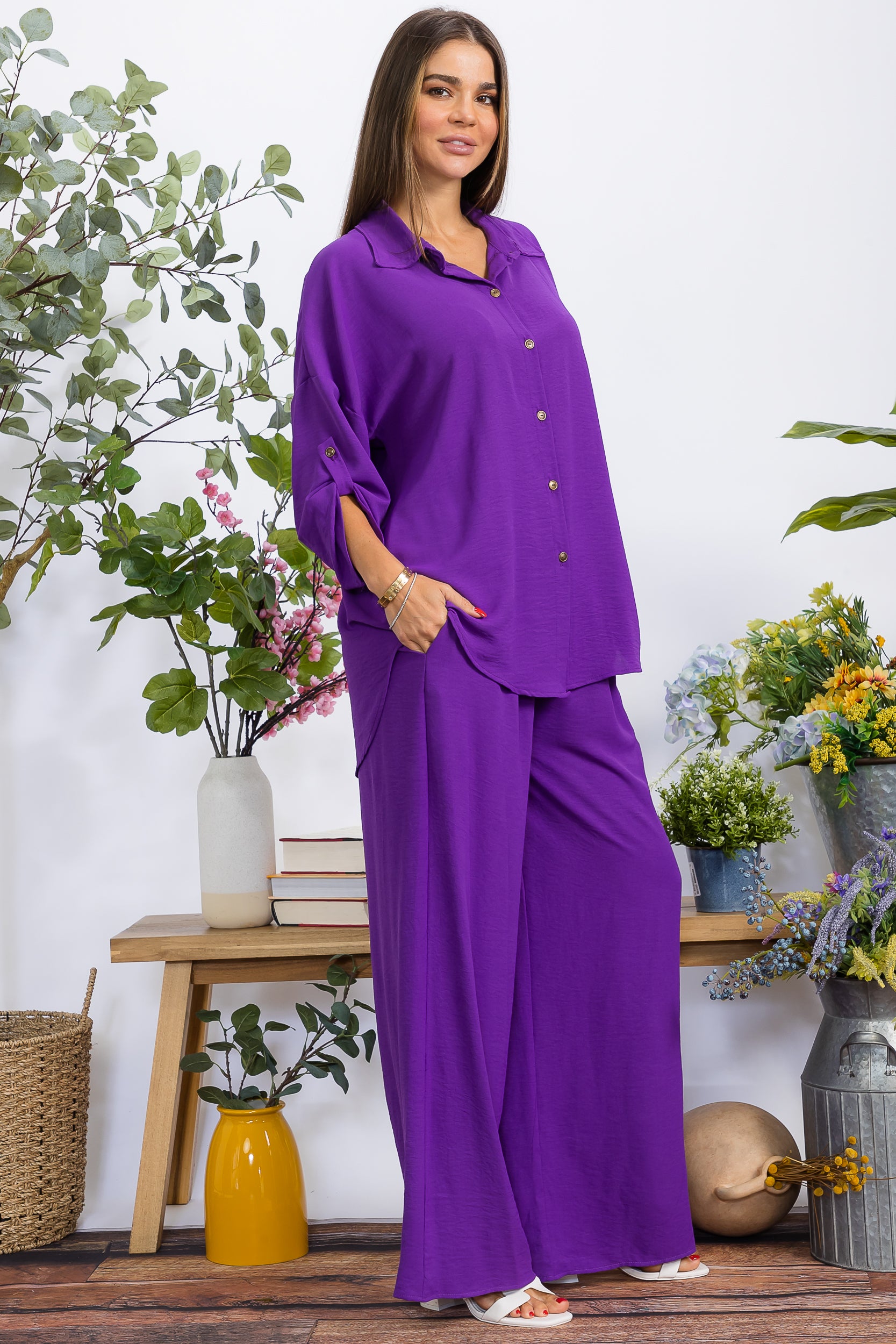 HH753-55R-S1 2PC COLLARD SHIRT AND PANT SET