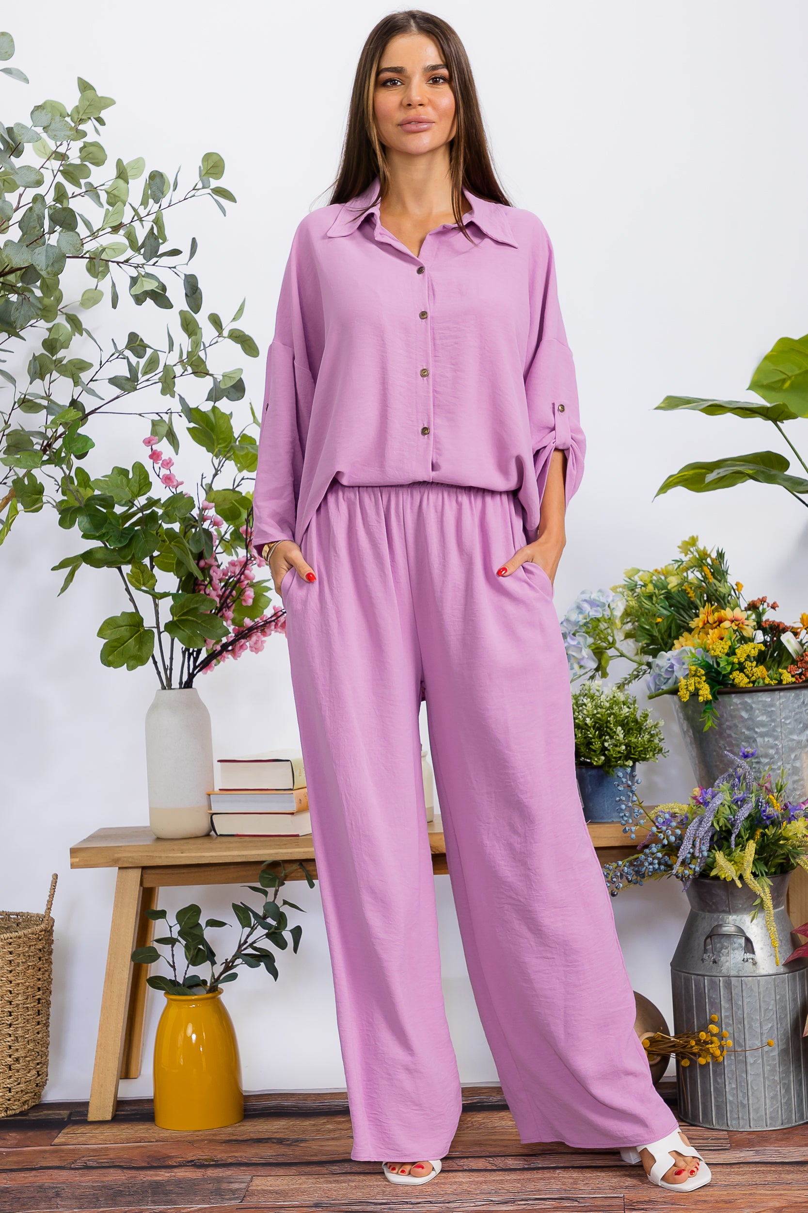 HH753-55R-S1 2PC COLLARD SHIRT AND PANT SET