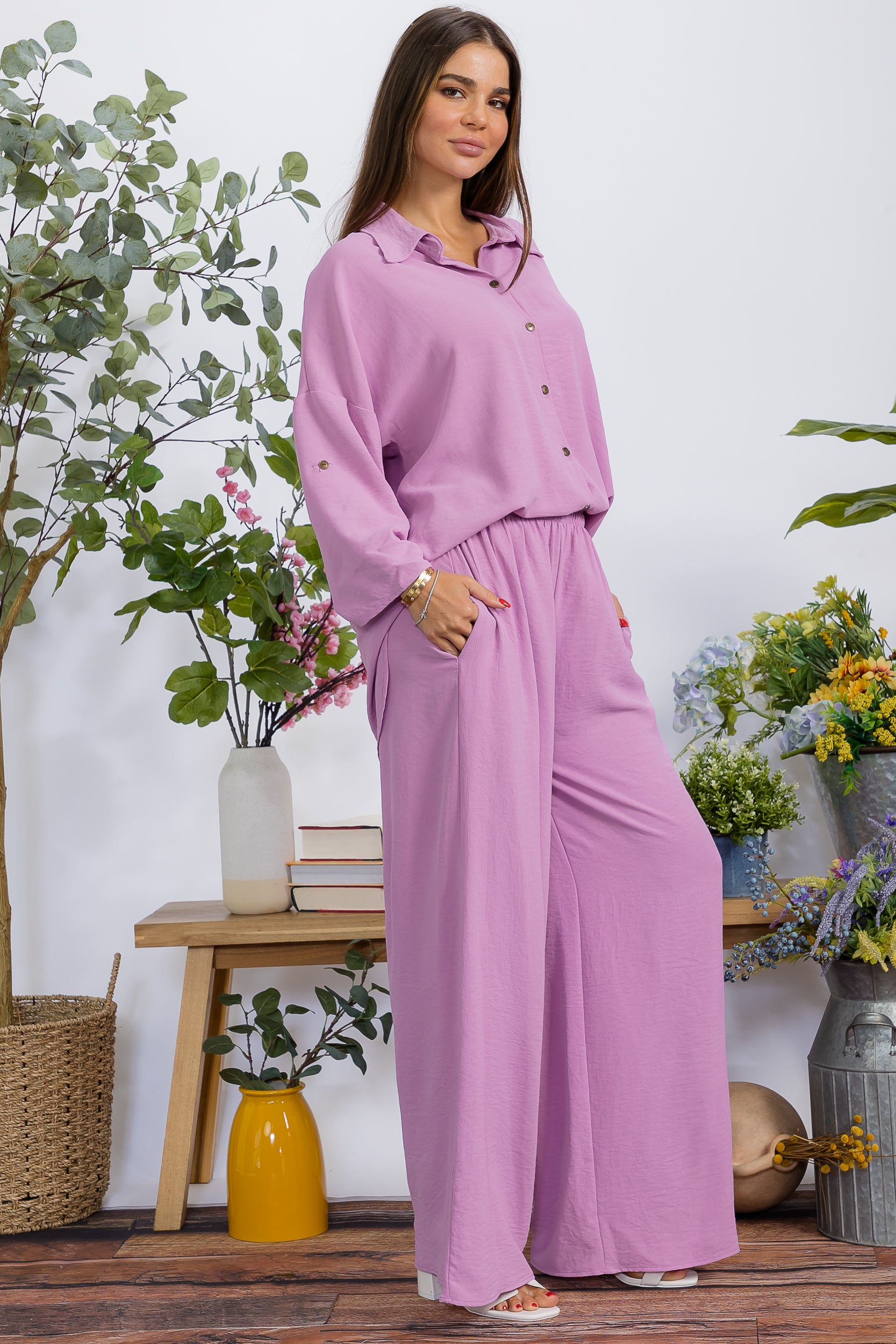 HH753-55R-S1 2PC COLLARD SHIRT AND PANT SET