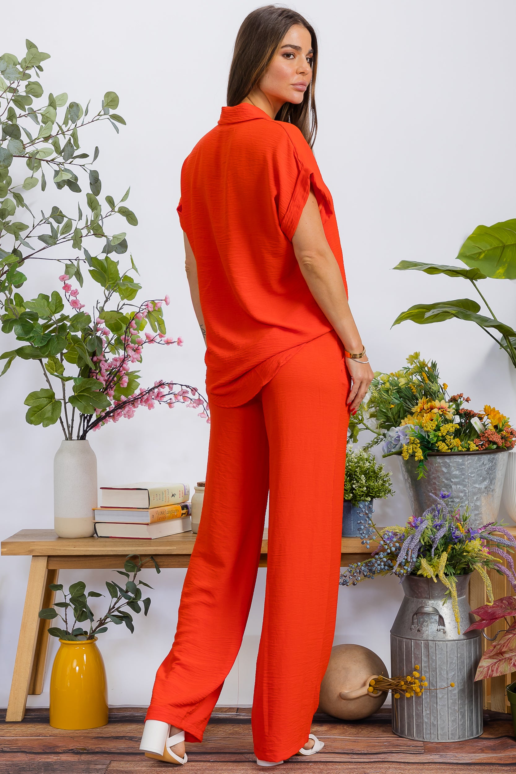 HH776X-S1 PLUS SIZE Two Pieces Shirt and Pants Set