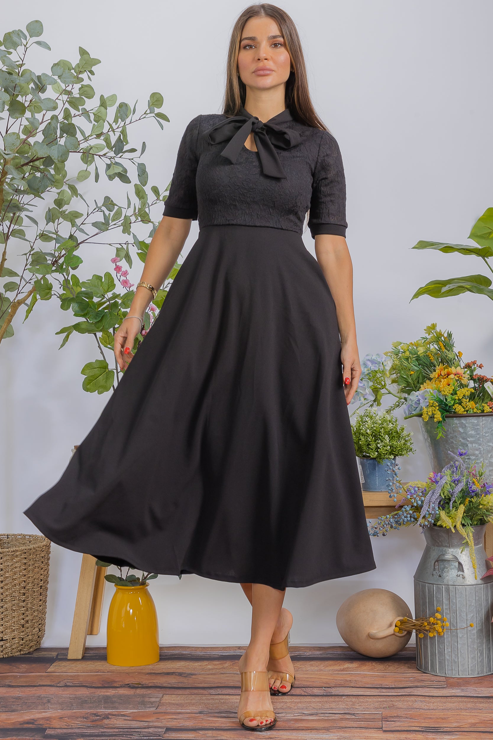 HH777X Plus Size Flattering A-Line Midi Dress