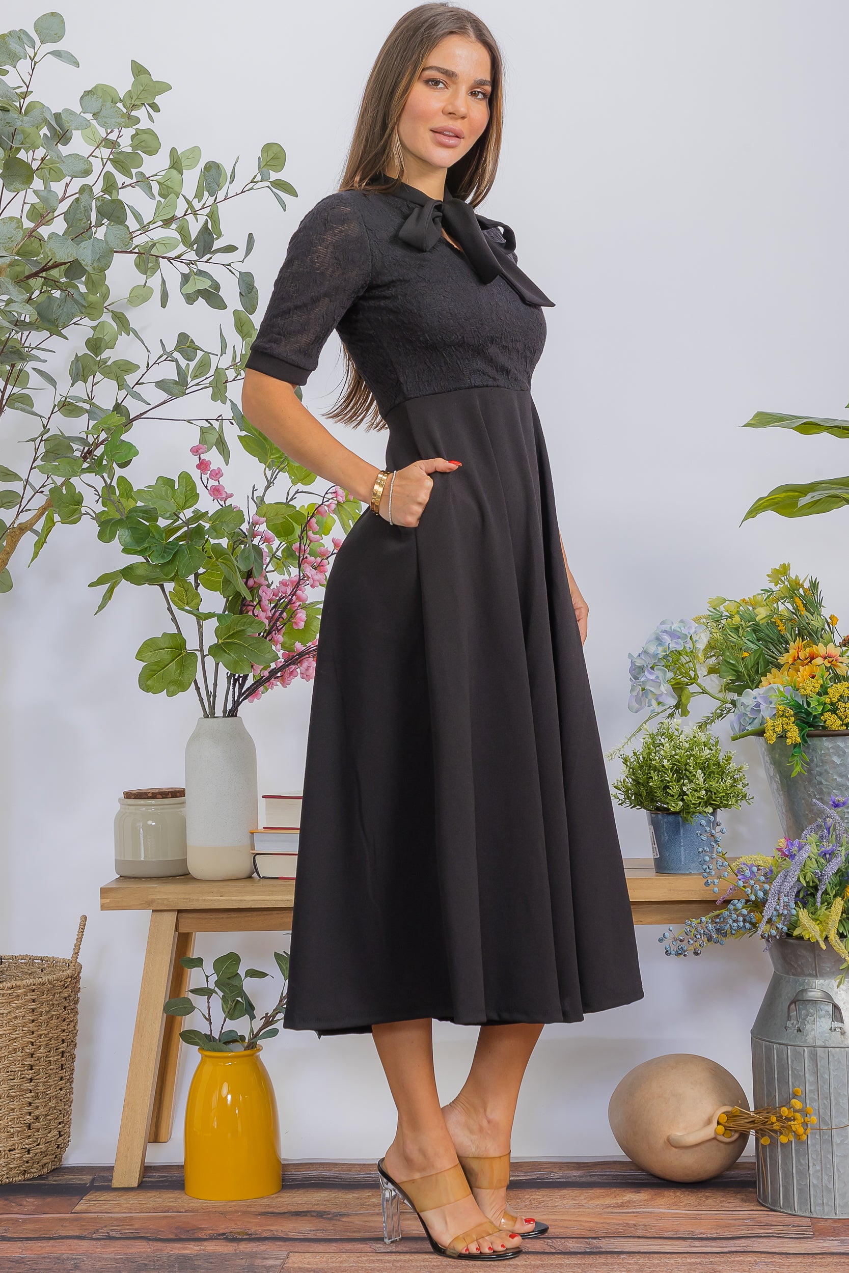 HH777X Plus Size Flattering A-Line Midi Dress
