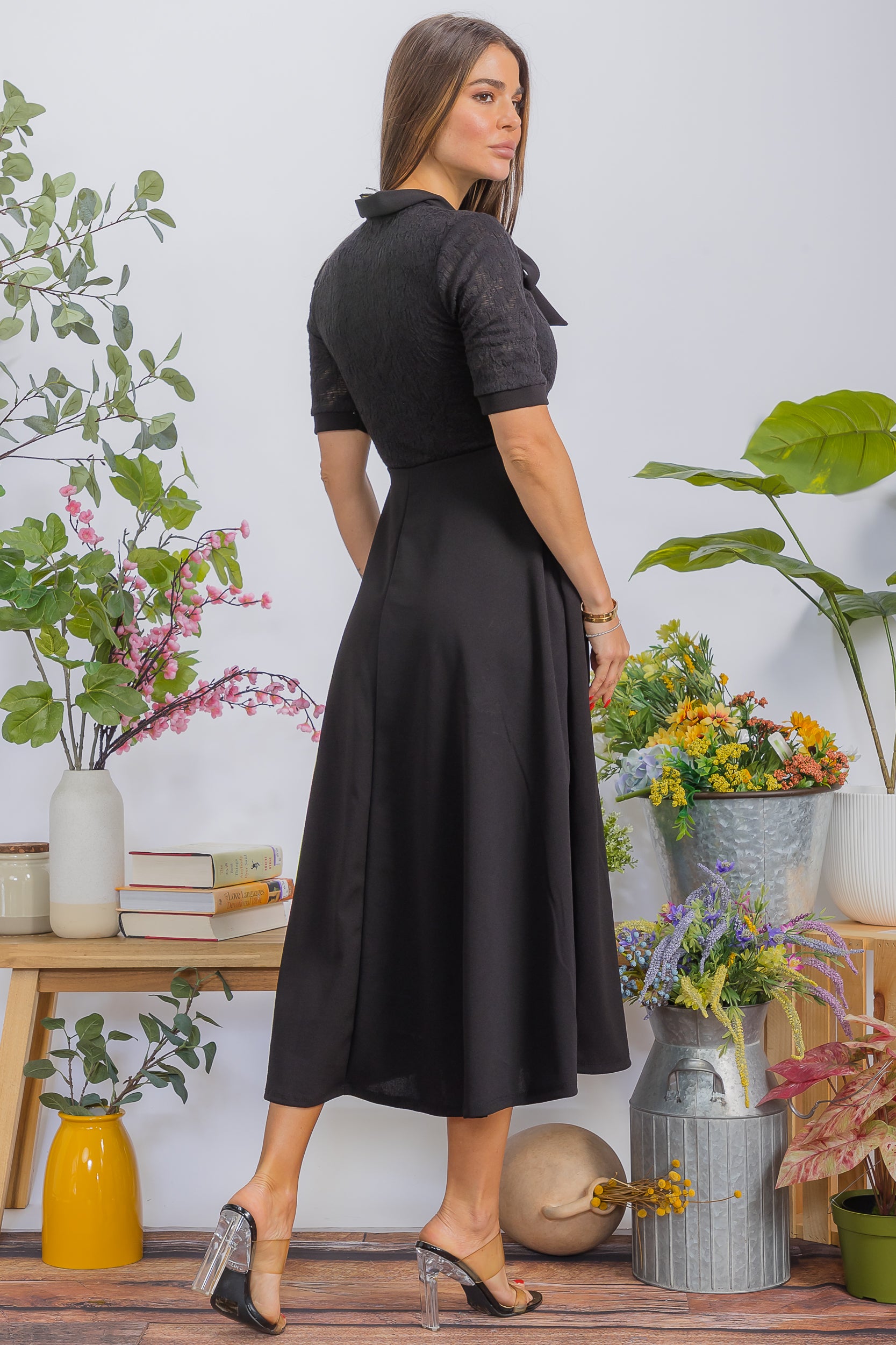 HH777X Plus Size Flattering A-Line Midi Dress