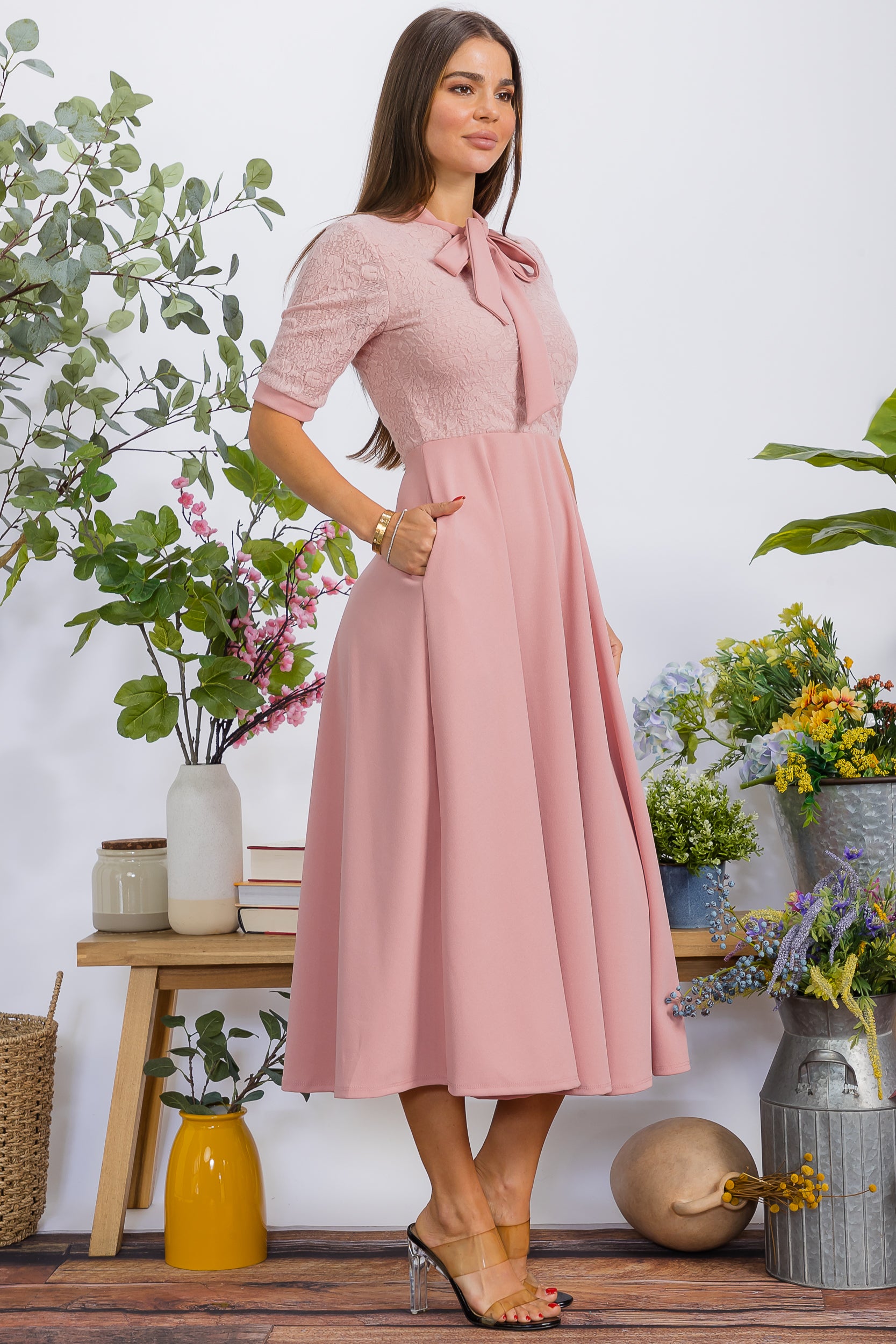 HH777X Plus Size Flattering A-Line Midi Dress