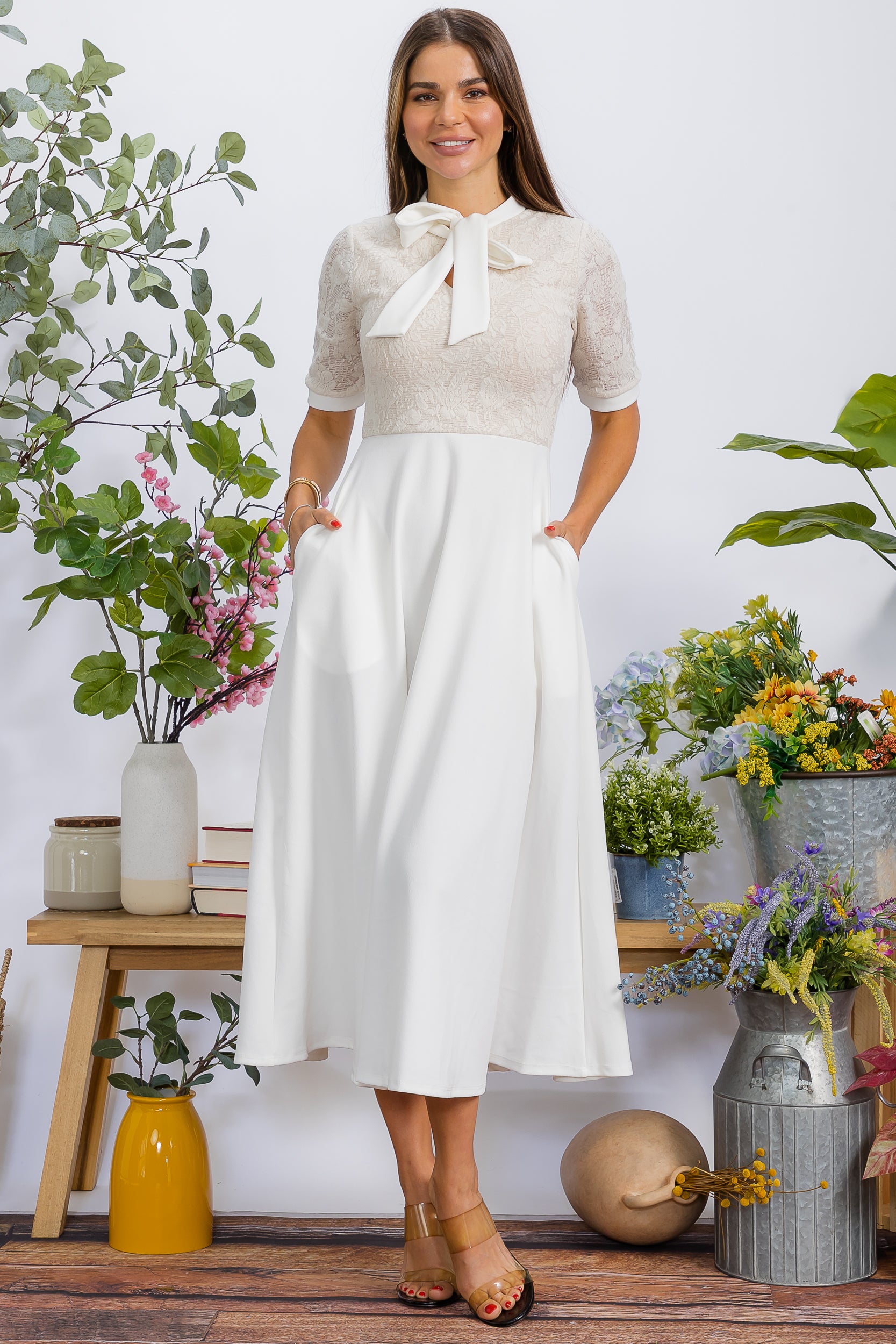 HH777X Plus Size Flattering A-Line Midi Dress