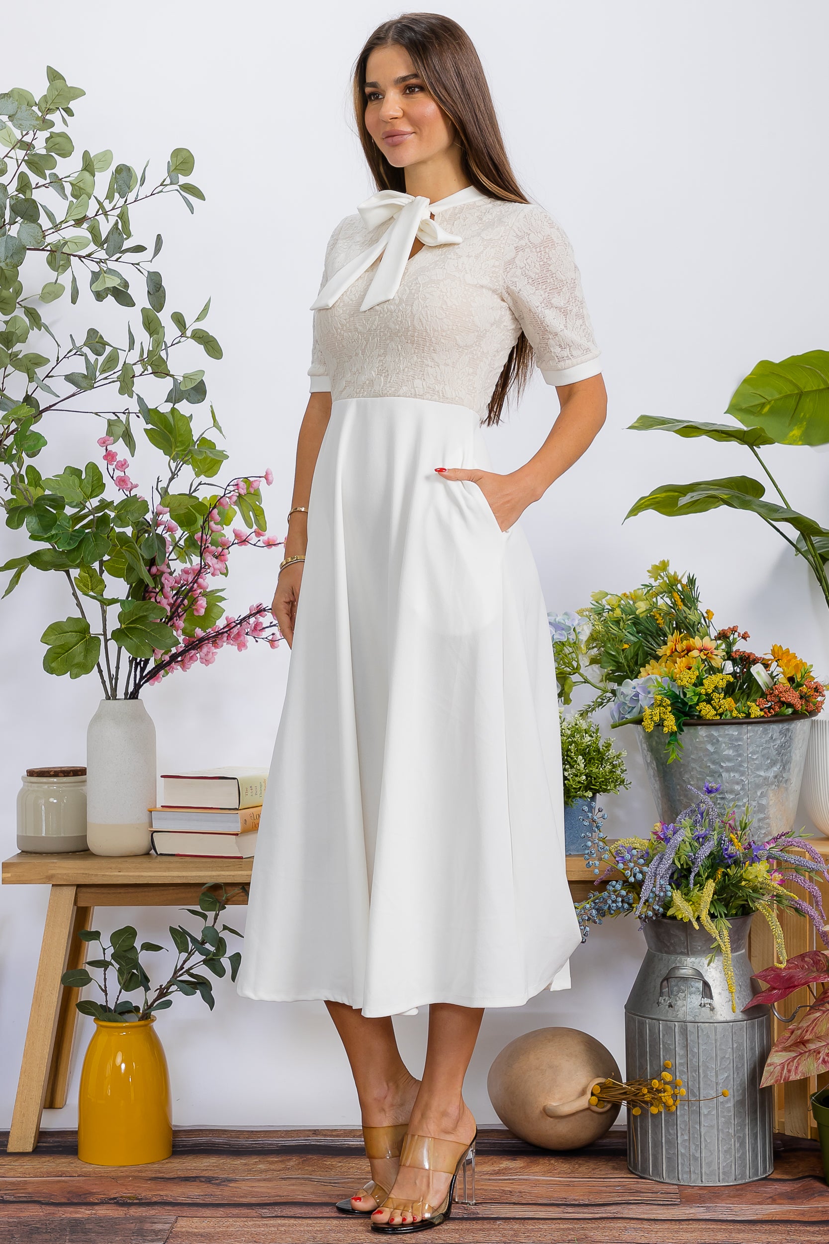 HH777X Plus Size Flattering A-Line Midi Dress