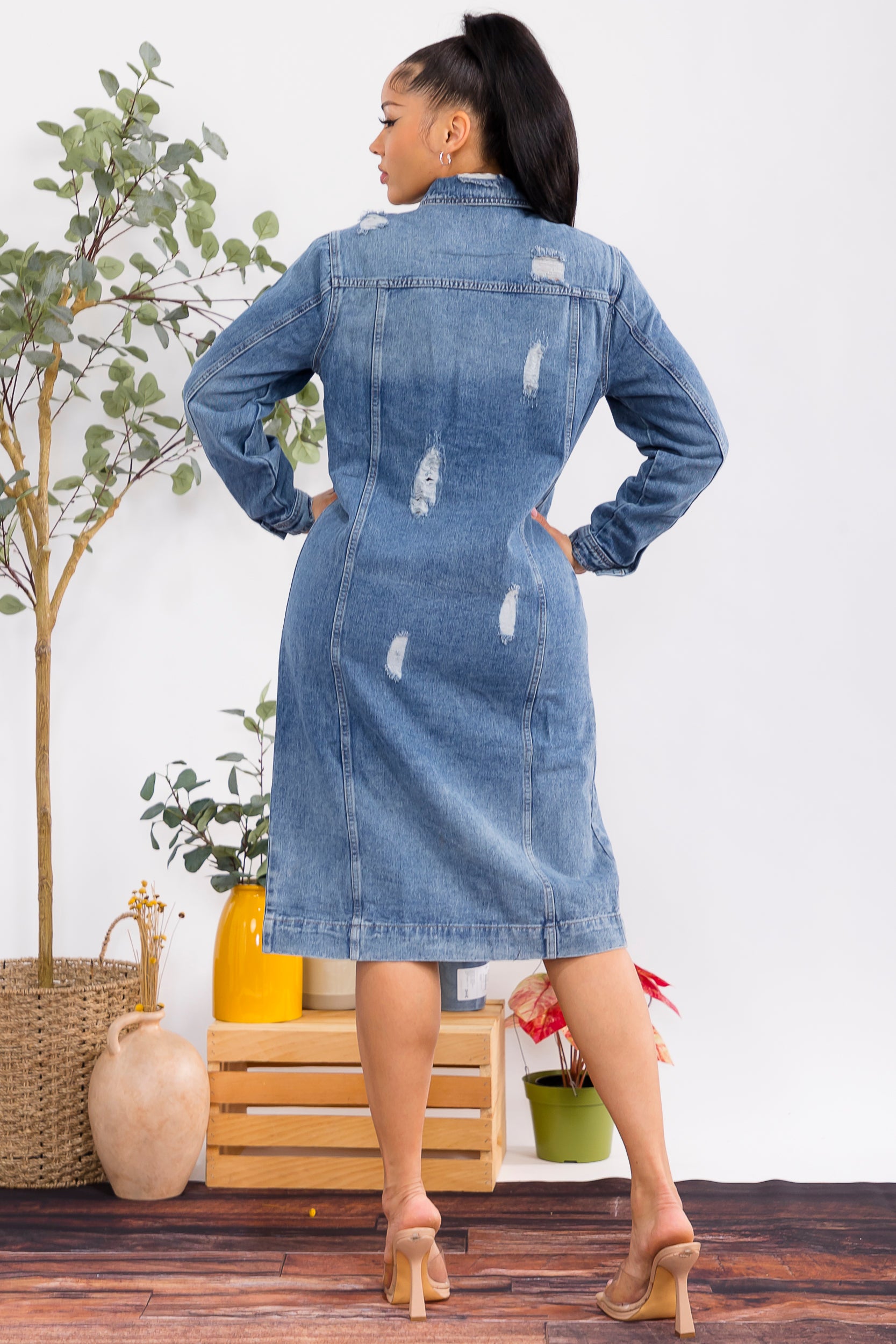 AN49735 Button Down Denim Dress