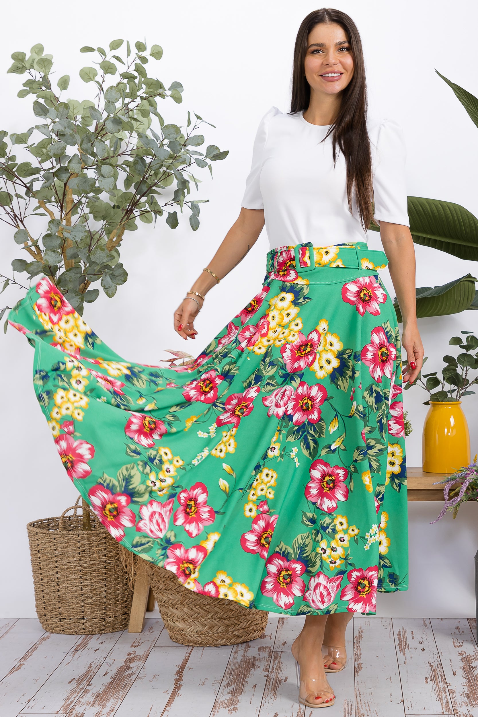 HH780R-S Structured Puff Sleeve Fitted Top
