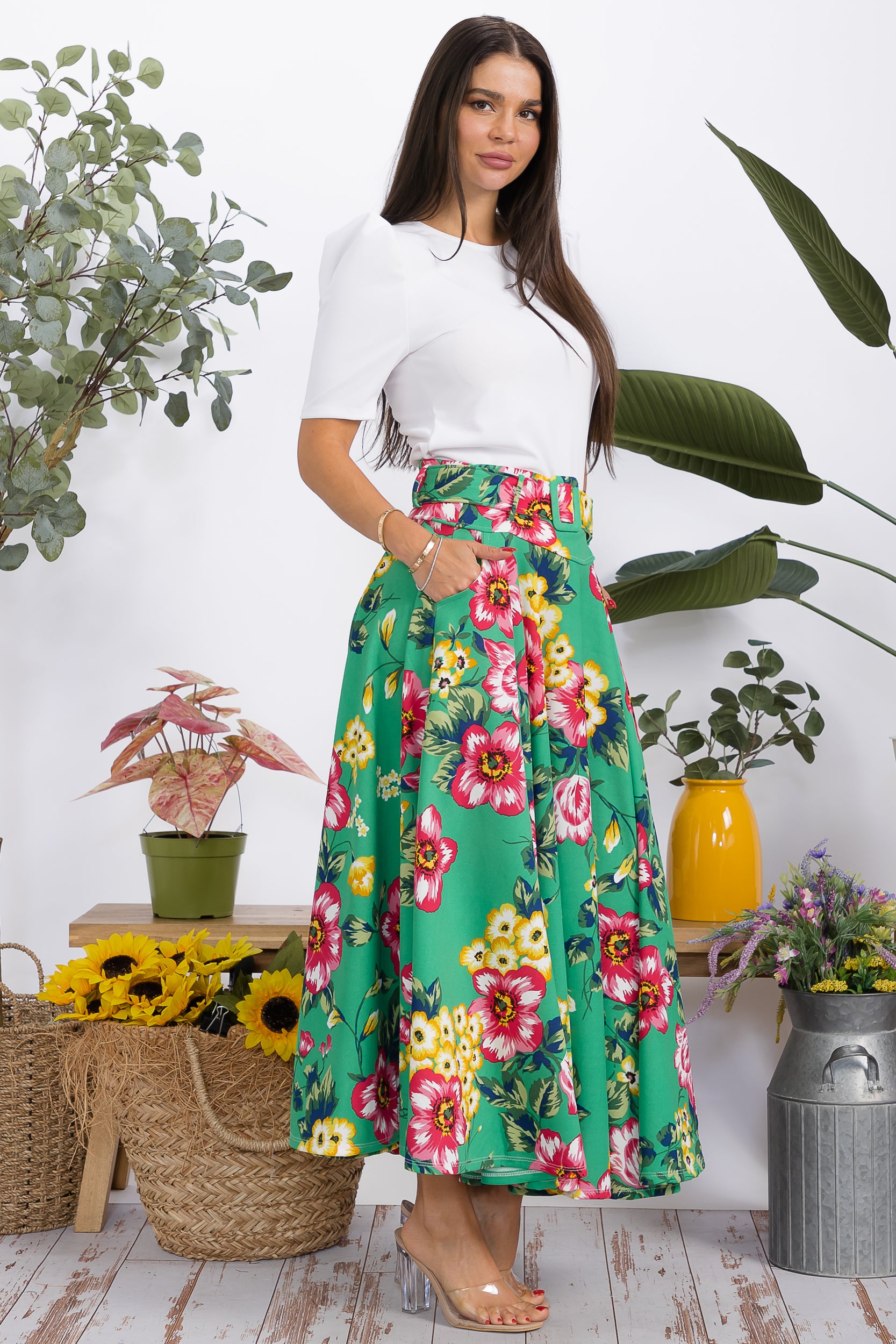 HH780R-S Structured Puff Sleeve Fitted Top