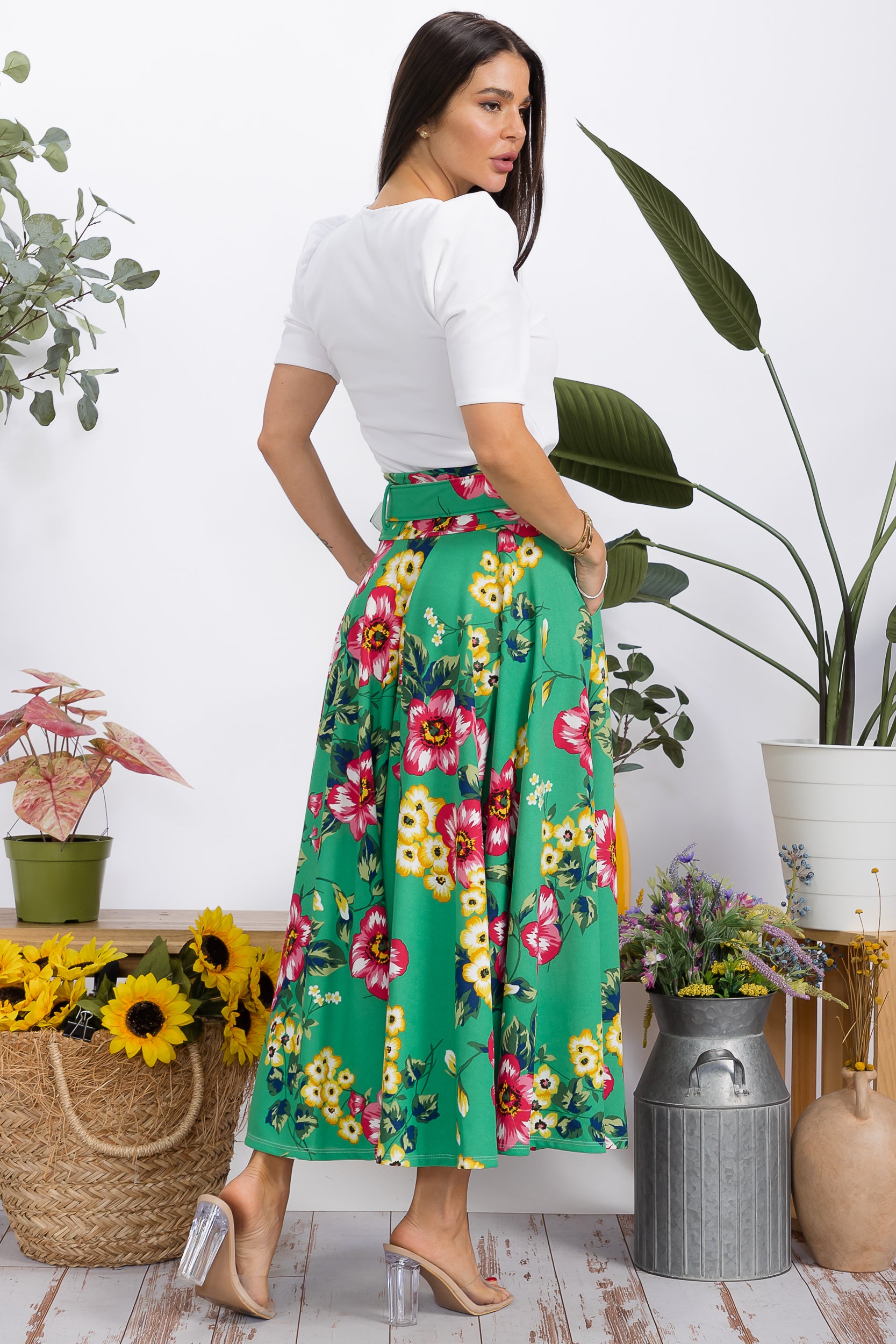 HH780R-S Structured Puff Sleeve Fitted Top