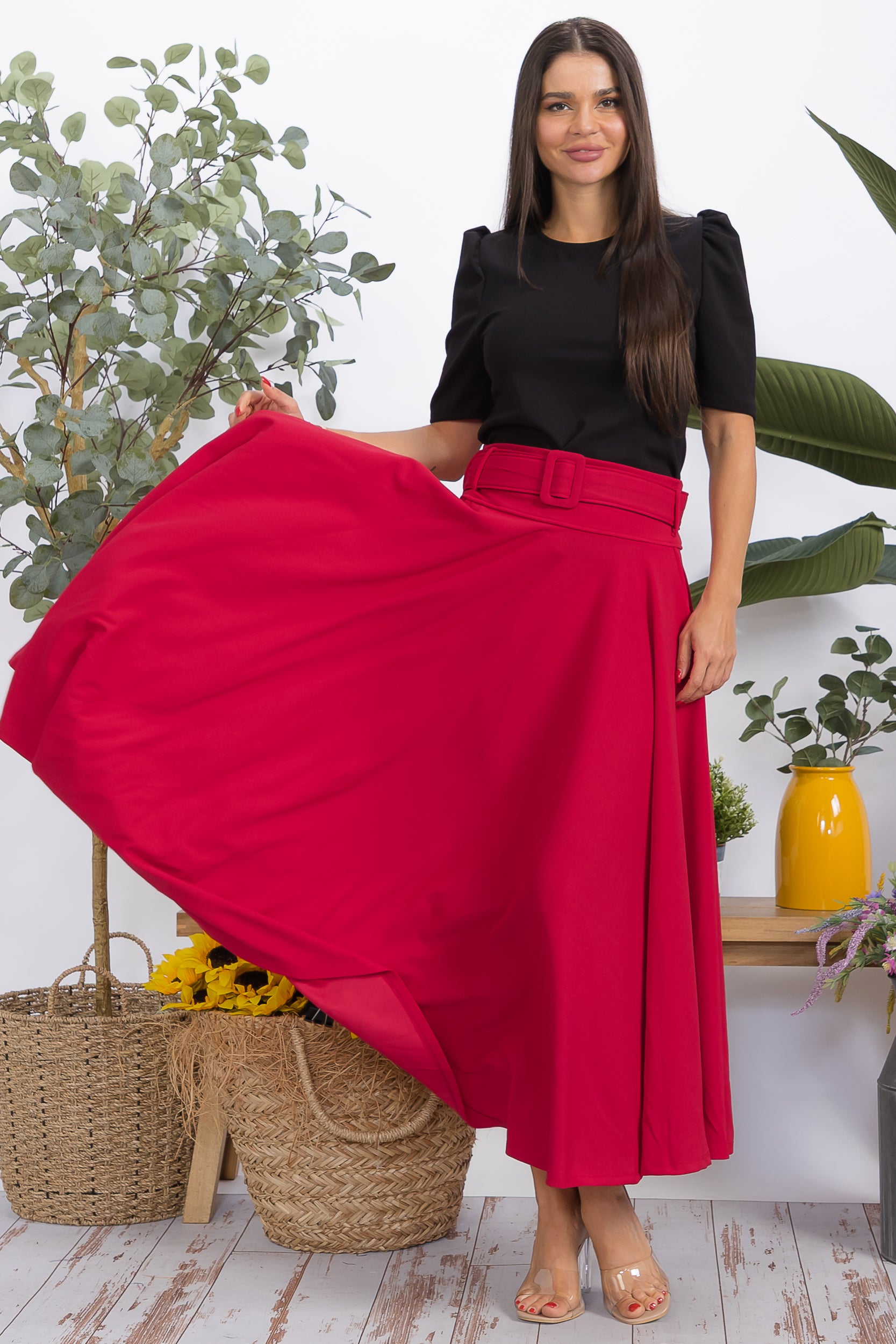 HH779X-S Plus Size High-Waisted Maxi Skirt