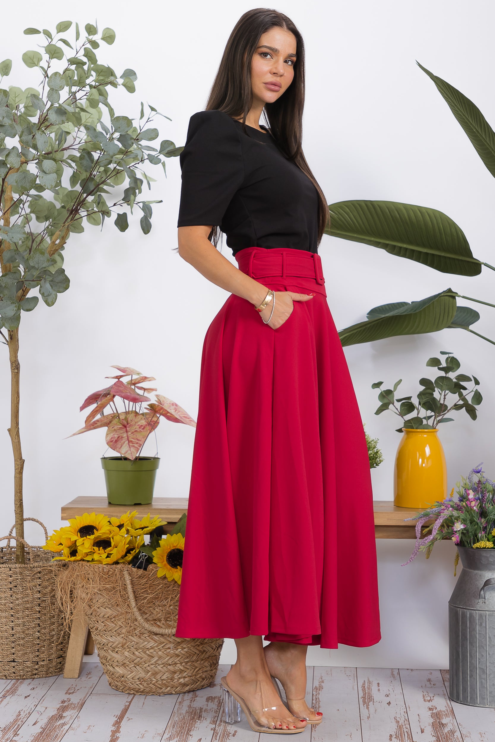 HH779X-S Plus Size High-Waisted Maxi Skirt