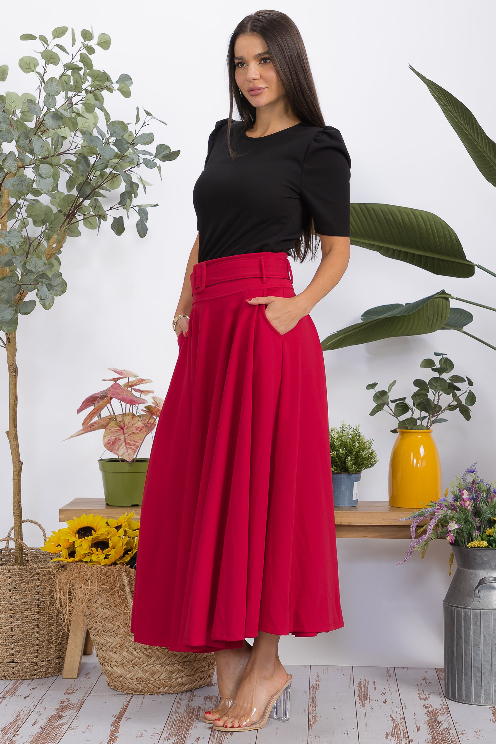 HH779X-S Plus Size High-Waisted Maxi Skirt