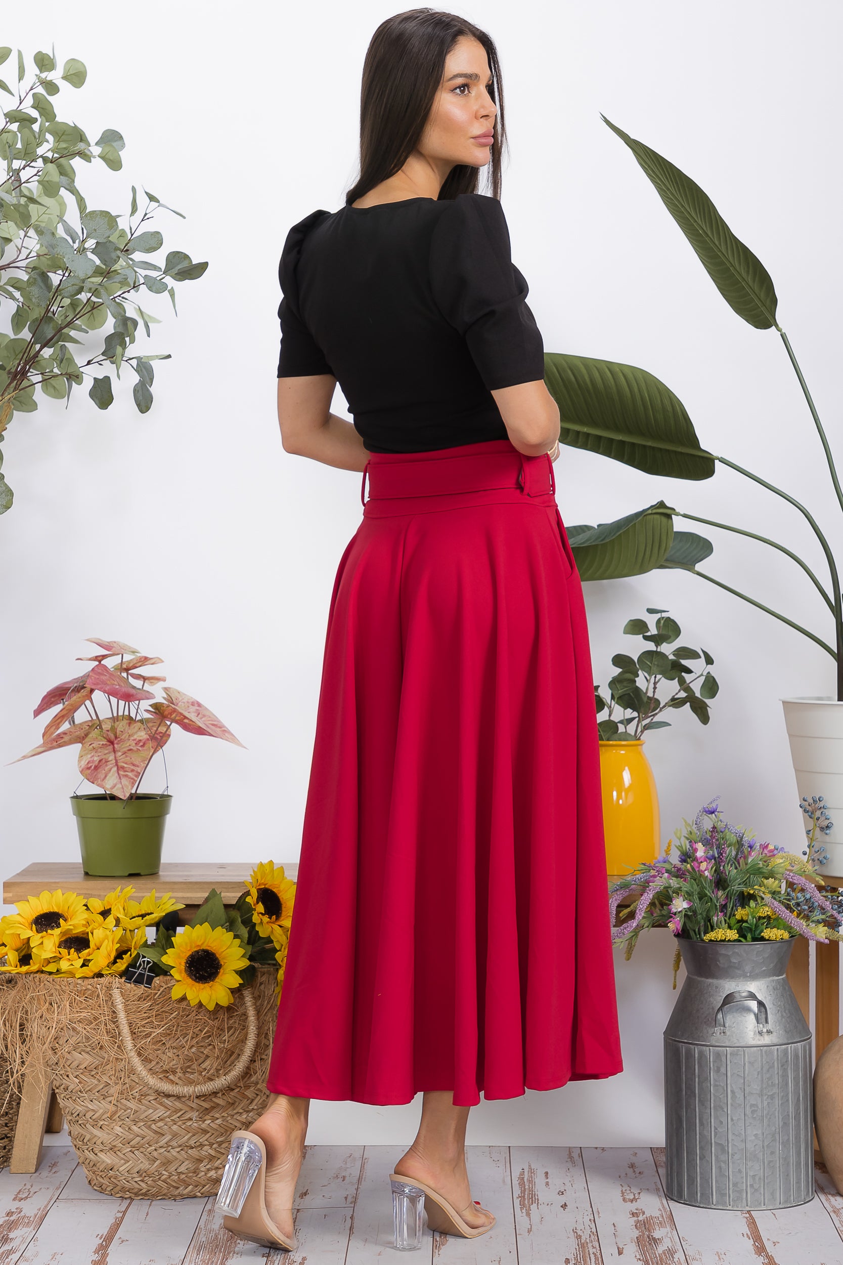 HH779X-S Plus Size High-Waisted Maxi Skirt