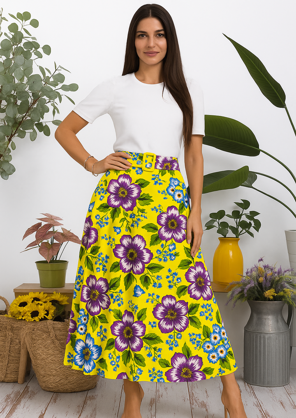 HH779R-P2 High-Waisted Maxi Skirt