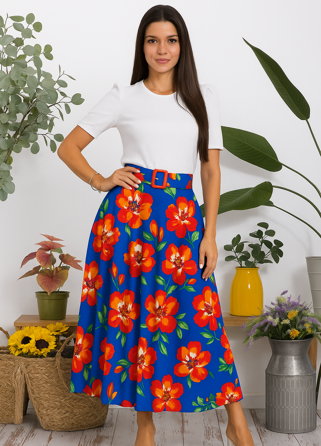 HH779R-P2 High-Waisted Maxi Skirt