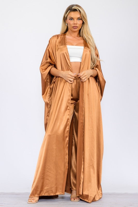 HH707X-S Plus Size Duster Pants & Robe 2 Piece Set