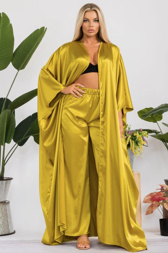 HH707X-S Plus Size Duster Pants & Robe 2 Piece Set