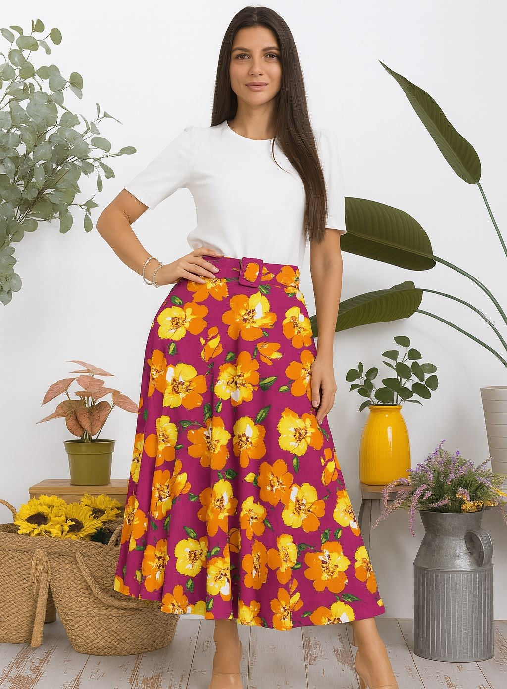 HH779R-P2 High-Waisted Maxi Skirt