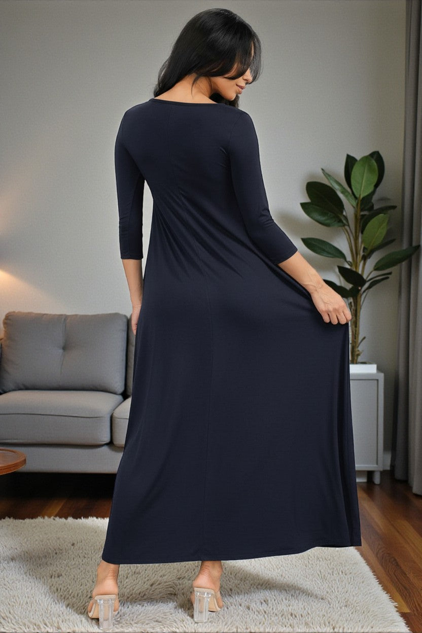 HH645X-S1 Plus Size Relaxed Fit Draped Maxi Dress