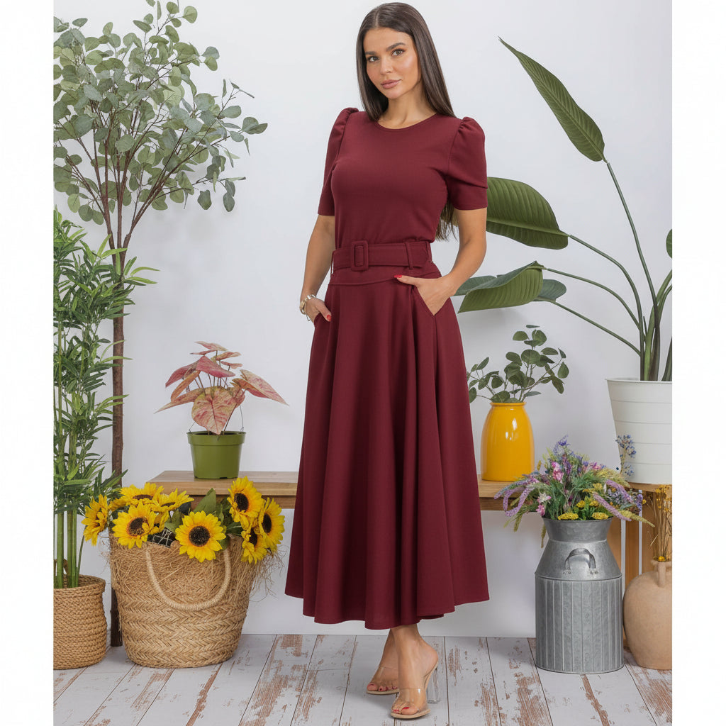 HH780X-S1 Plus Size Structured Puff Sleeve Fitted Top