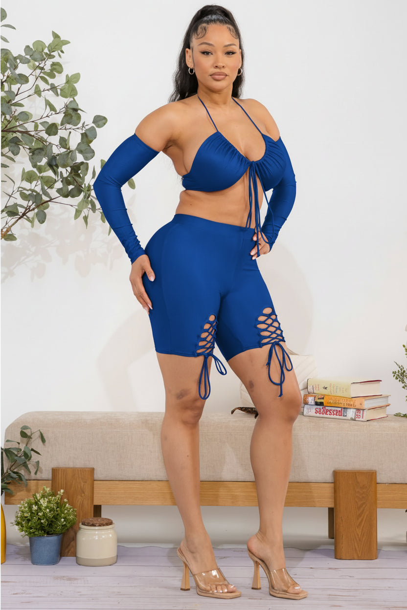 T420 - Sienna Lace-Up Biker Set