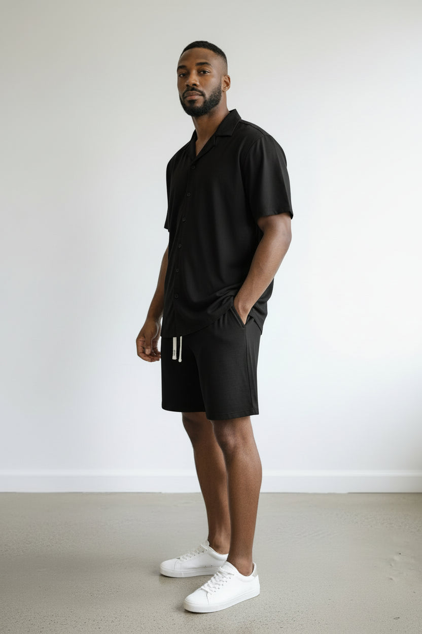 2542-X Plus Size Men's Short Sleeve Shirt & Shorts Set