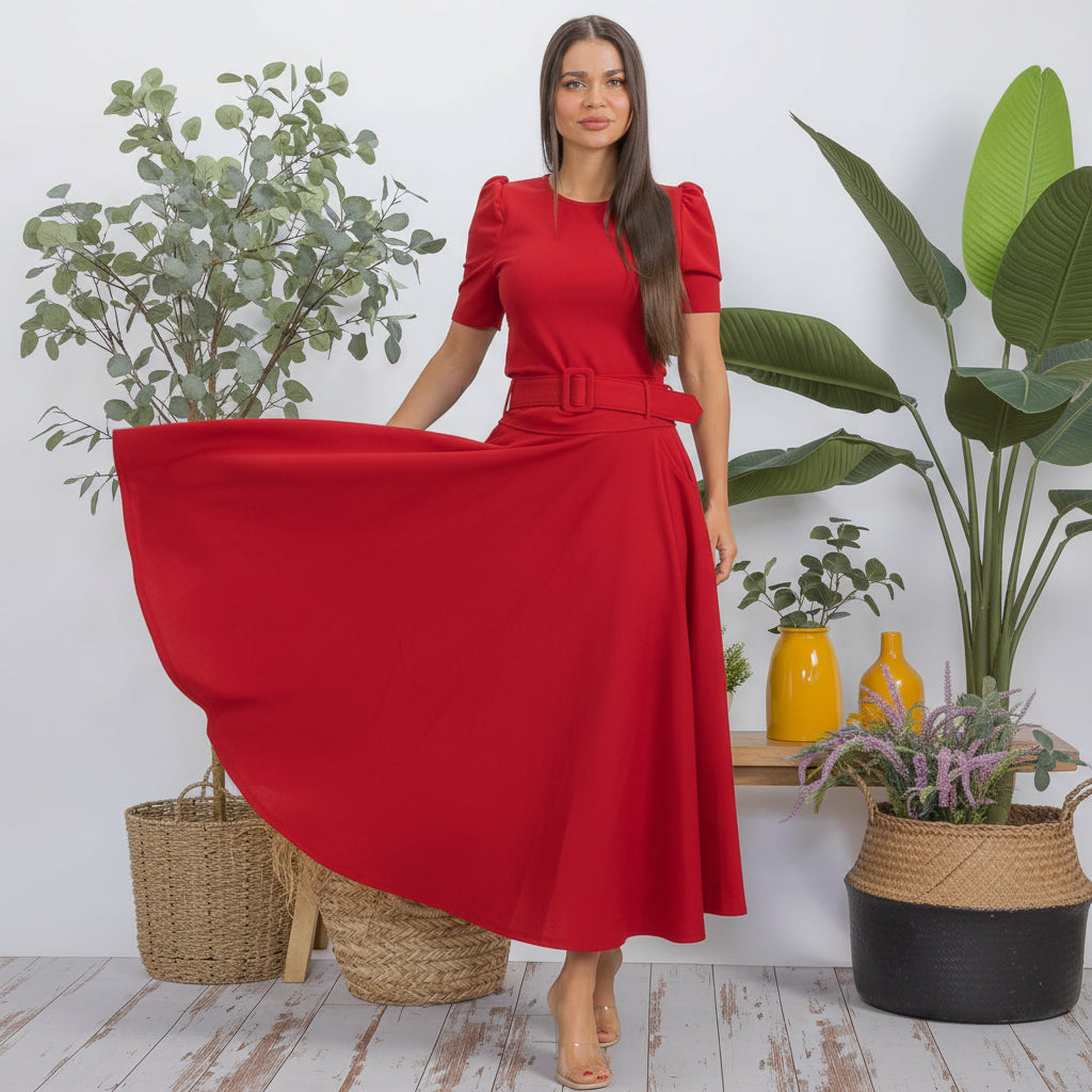 HH780R-S1 Structured Puff Sleeve Fitted Top