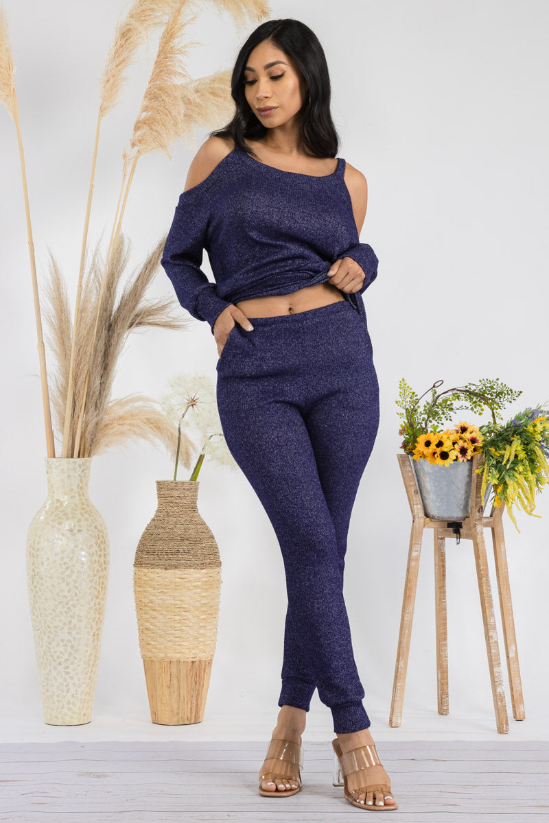 HH669R1-SOLID - 2 PC TOP AND JOGGER SET