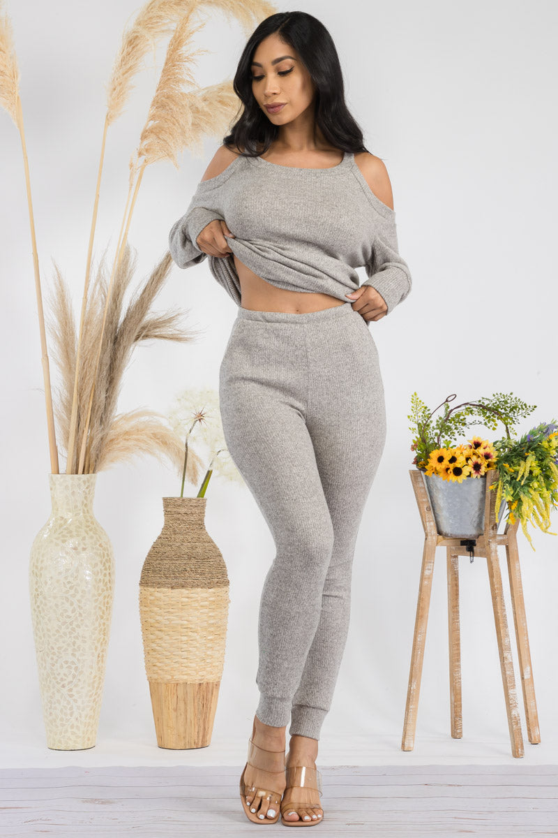 HH669R1-SOLID - 2 PC TOP AND JOGGER SET