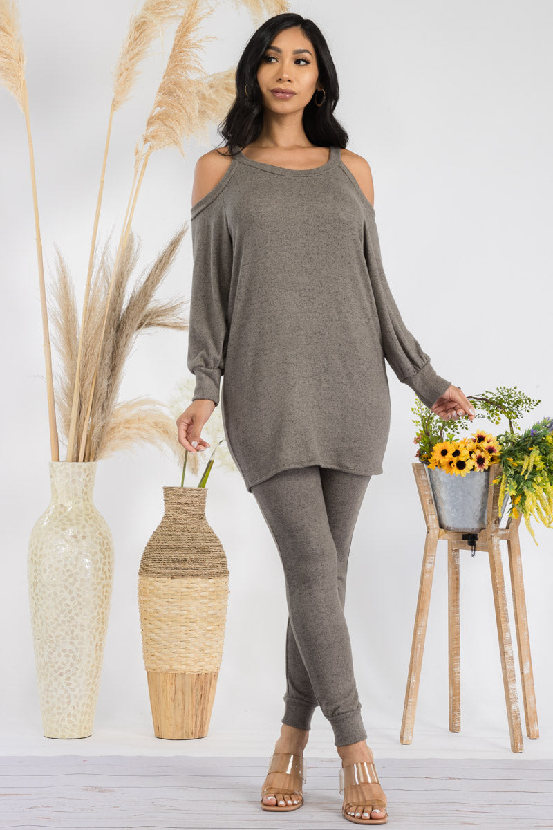 HH669R1-SOLID - 2 PC TOP AND JOGGER SET