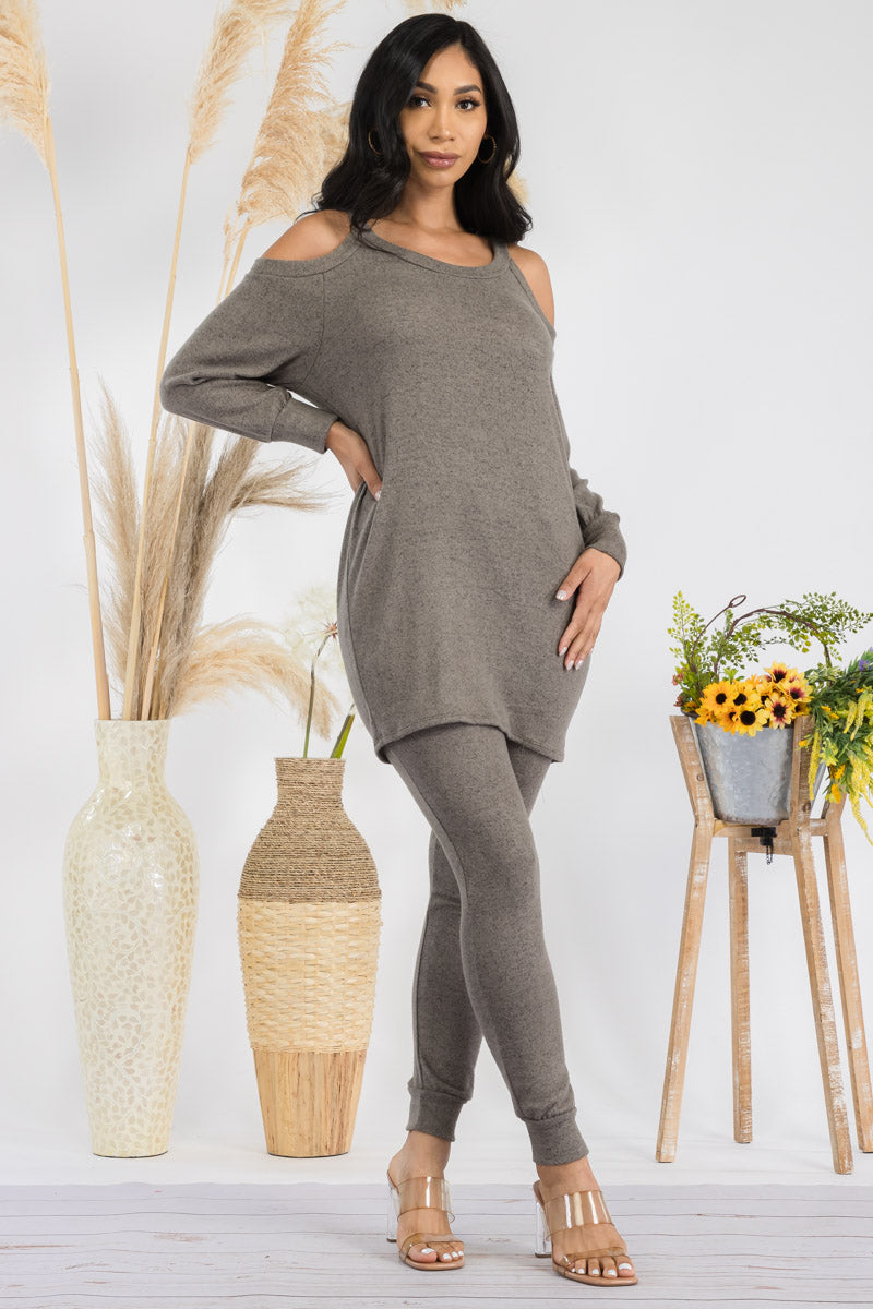 HH669R1-SOLID - 2 PC TOP AND JOGGER SET
