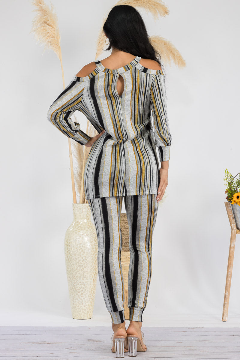 HH669R1-STRIPES - 2 PC TOP AND JOGGER SET