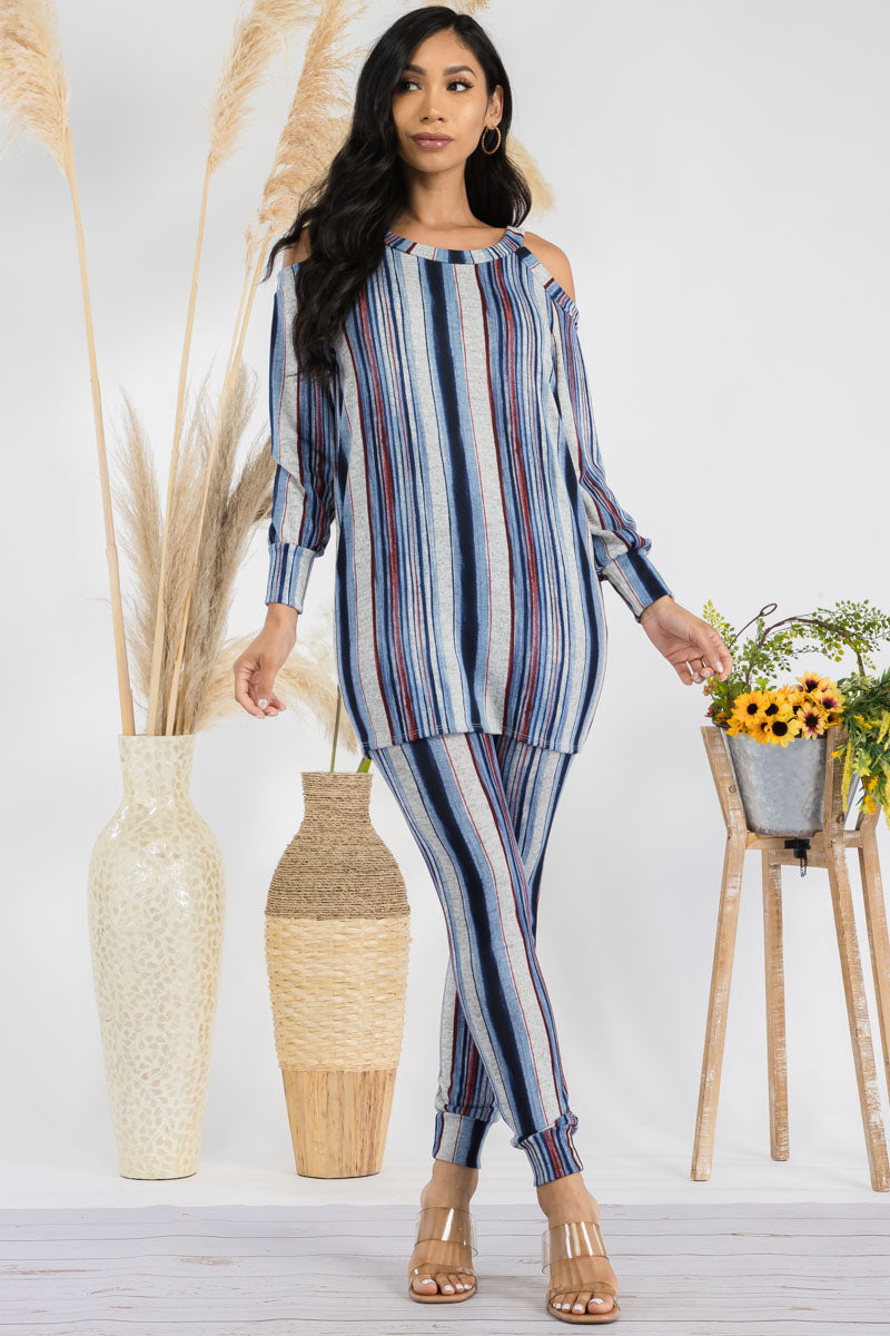 HH669R1-STRIPES - 2 PC TOP AND JOGGER SET
