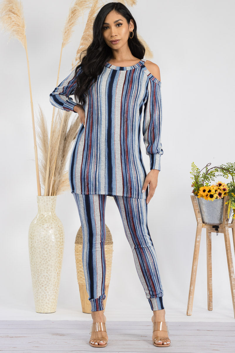 HH669R1-STRIPES - 2 PC TOP AND JOGGER SET