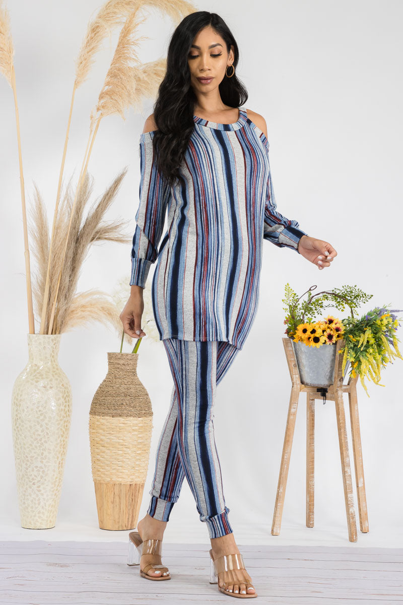 HH669R1-STRIPES - 2 PC TOP AND JOGGER SET