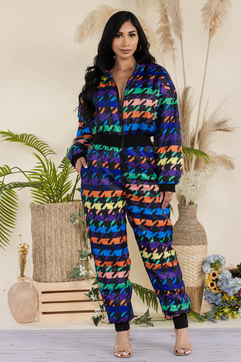JS180 - FRONT ZIPPER PUFFY JUMPSUIT