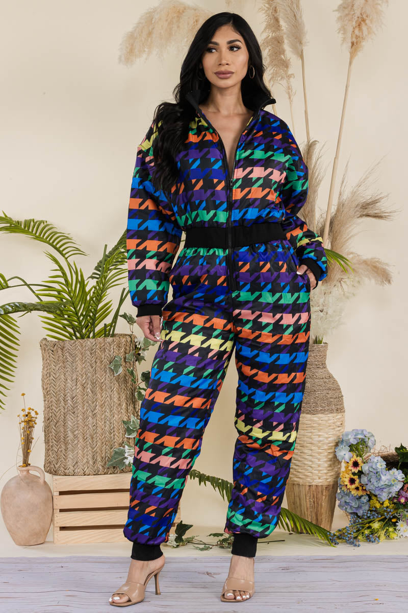 JS180 - FRONT ZIPPER PUFFY JUMPSUIT