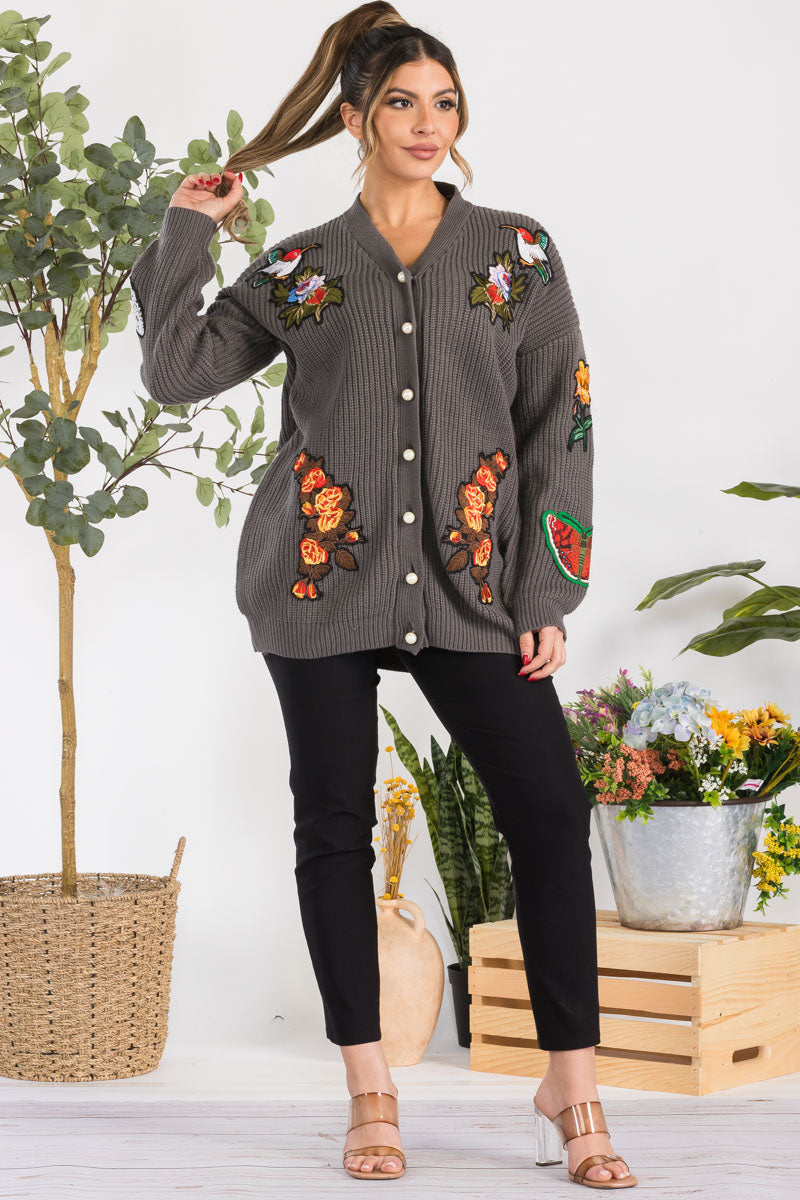 W1602 - CARDIGAN PUNTO PARCHE BOTONES