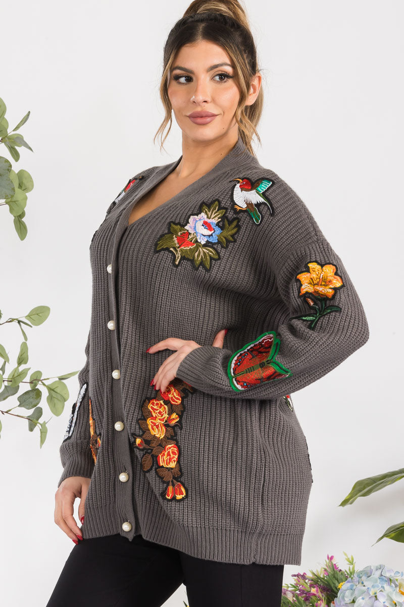 W1602 - CARDIGAN PUNTO PARCHE BOTONES