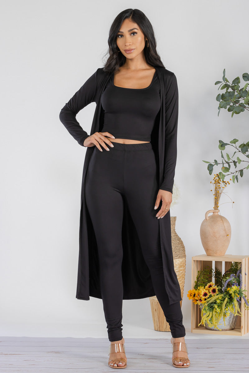 HH624X-SOLID - 3 PC PANT AND DUSTER SET