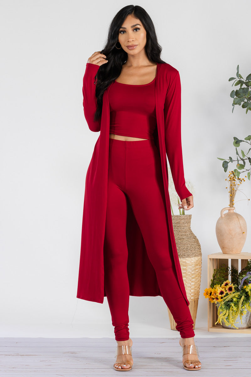 HH624X-SOLID - CONJUNTO DE PANTALÓN Y BATA DE 3 PIEZAS