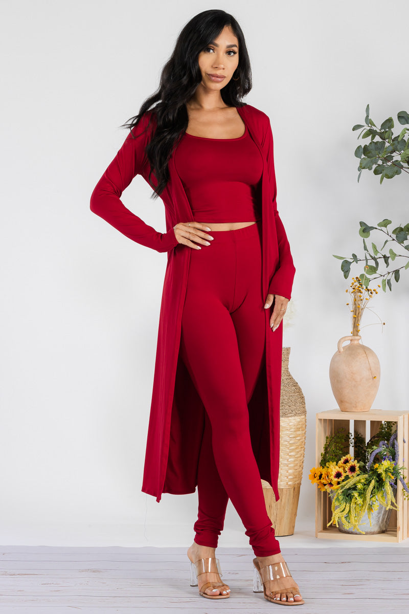 HH624X-SOLID - CONJUNTO DE PANTALÓN Y BATA DE 3 PIEZAS