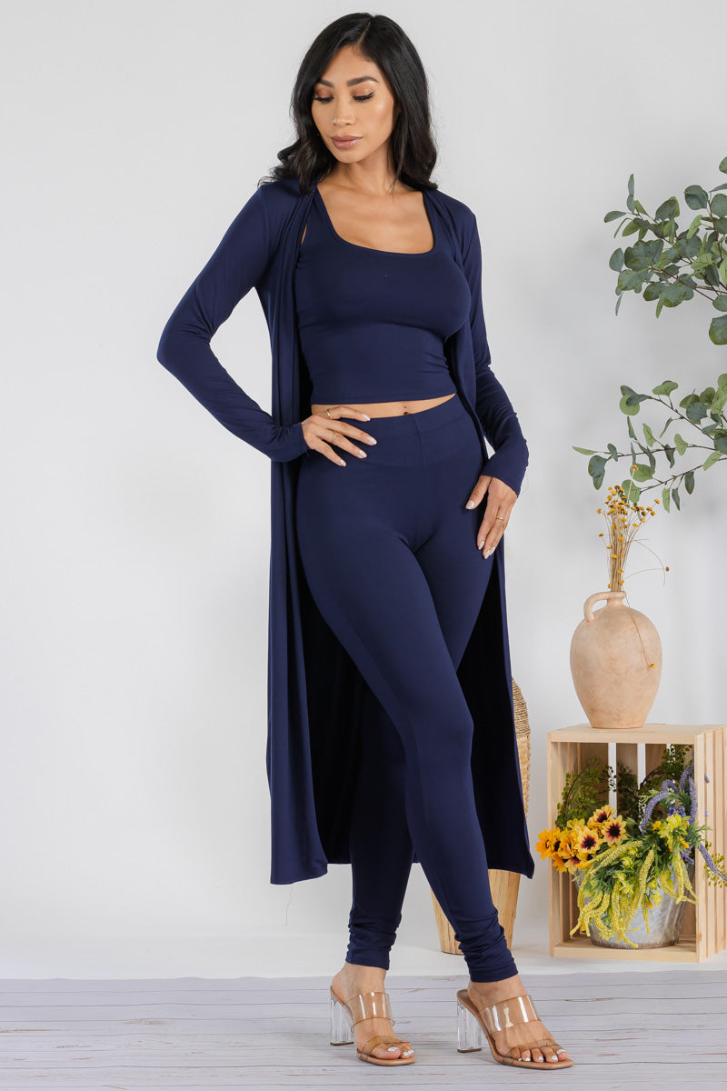 HH624X-SOLID - 3 PC PANT AND DUSTER SET