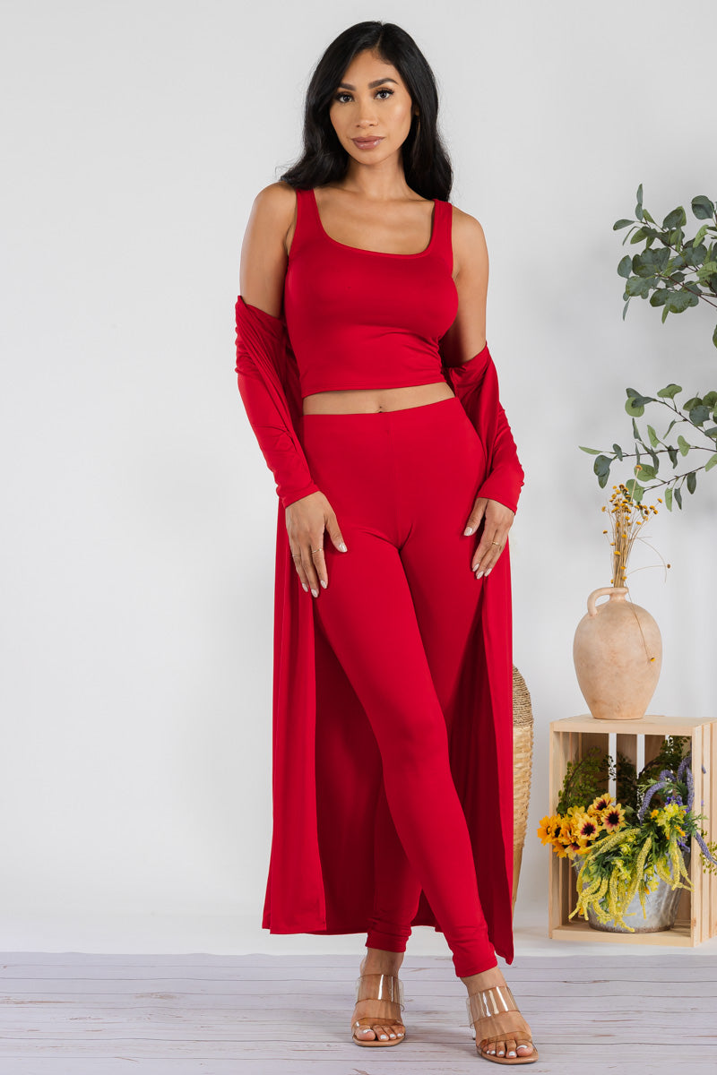 HH624R1-SOLID - 3 PC PANT AND DUSTER SET